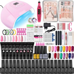 Manicure Set Poly Nail Gel Kit Professional Nail Set With Nail Lamp Acrylic Extension Gel Nail Polish All For Nail Gel Tools Kit (Color: X4 1-18)