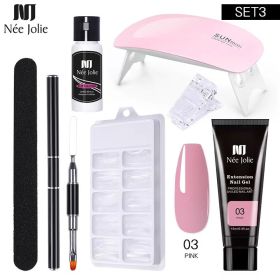 Nail Gel Set 6W LED Lamp Full Manicure Set Quick Extension Nail Kit Gel Building Polygels Set For Nails Tool Kit Nail Art Kit (Color: seven piece set 3)