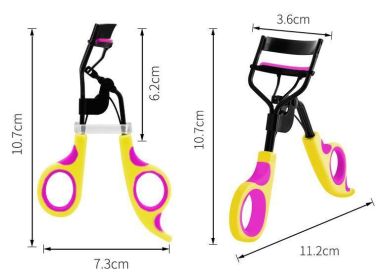 2 Color Curled Eyelash Curler Ladies Portable Beauty Tool Holder (Color: VIOLET YELLOW)