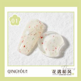 Nail Polish Flowers Petal Translucent Soft Semi Permanent Varnish Hybird UV Acry Japanese Wind Nail Art Soak Off Gel (Color: 01)